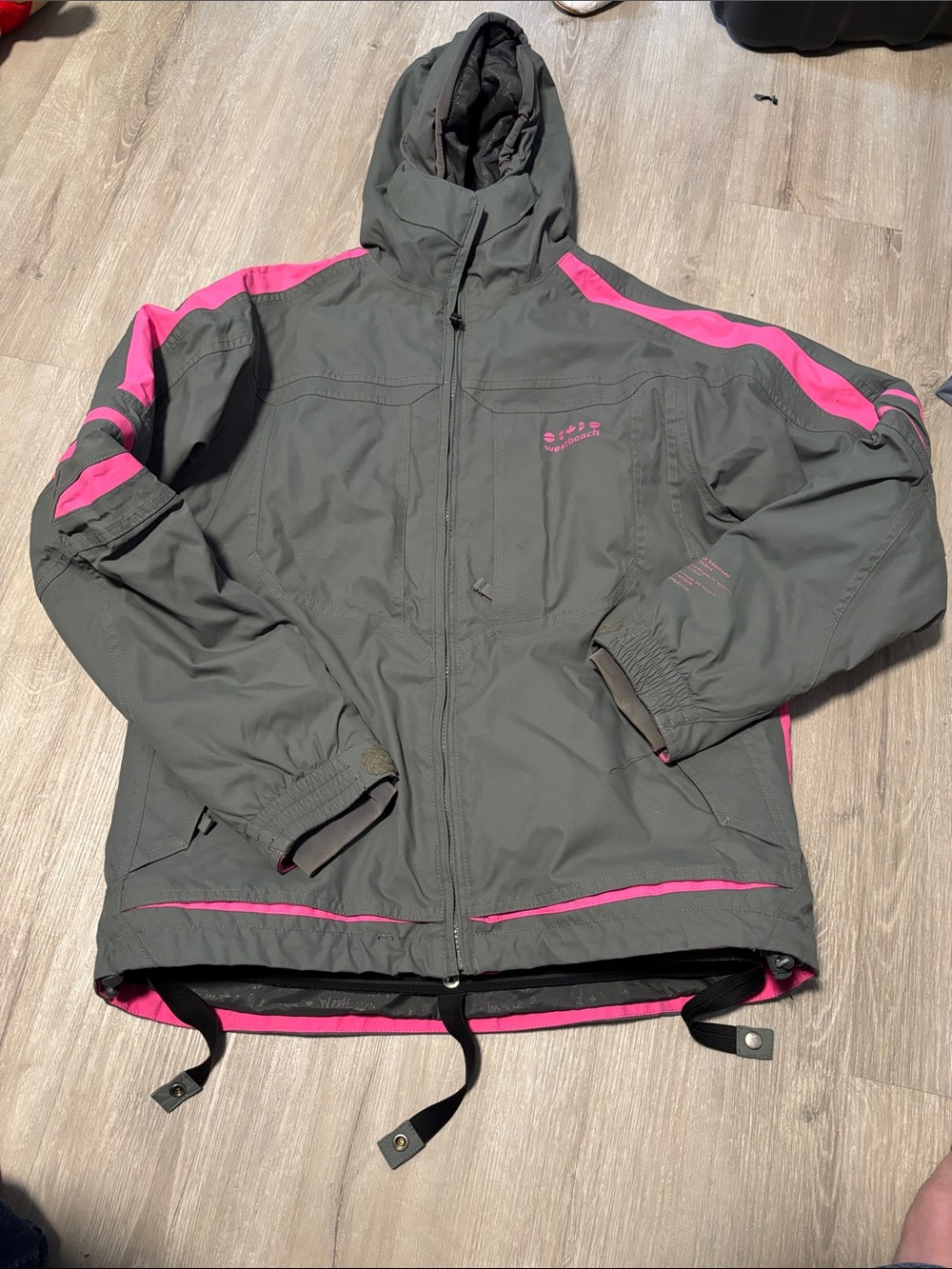Women's Insulated Ski Jacket - Gray with Pink Trim